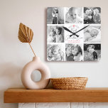 Best Grandma Ever Modern Script 8 Photo Collage Square Wall Clock<br><div class="desc">“Best Grandma Ever.” She’s loving every minute with her grandkids. A stylish, simple visual of soft gray handwritten script and leaf heart laurel, along with soft rose pink sans serif and script typography overlay a white background. Add 8 cherished photos of your choice and customize the names and message, for...</div>