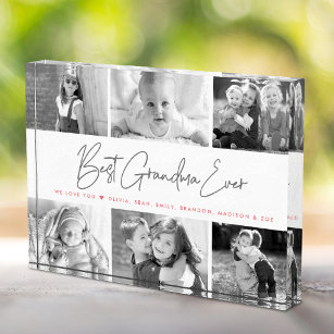Best Grandma Ever Modern Script Custom Collage 6 Photo Block