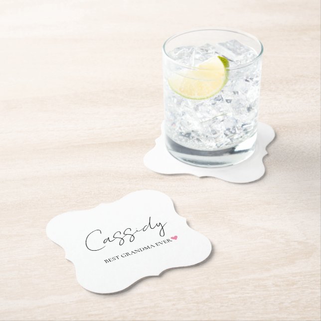Best Grandma Ever Monogram | Paper Coaster (Insitu)