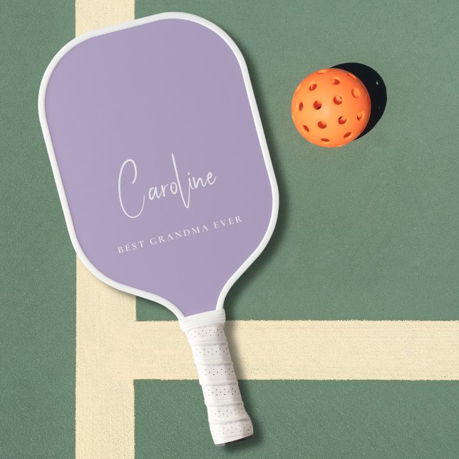 Best Grandma Ever Monogram Script Lavender Pickleball Paddle (Creator Uploaded)