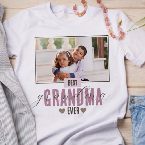 Best Grandma Ever Mothers Day Photo Grandkids T_Shirt