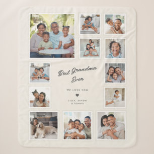 Best Grandma Ever Multi Photo Collage Custom Sherpa Blanket