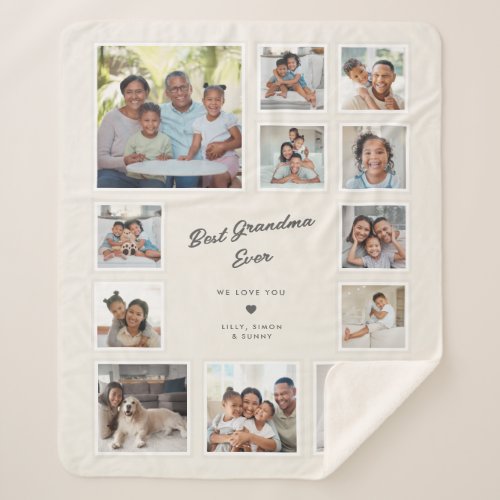 Best Grandma Ever Multi Photo Collage Custom Sherpa Blanket