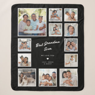 Best Grandma Ever    Multi Photo Collage Keepsake Sherpa Blanket