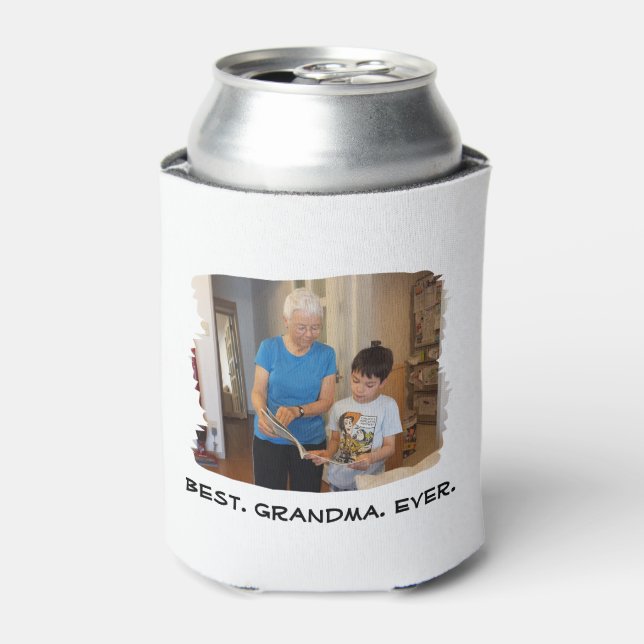 Best Grandma Ever Nana Grandparent Custom Photo Can Cooler (Can Front)
