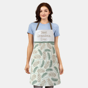 Best. Grandma. Ever. Neutral Winter Botanical Apron