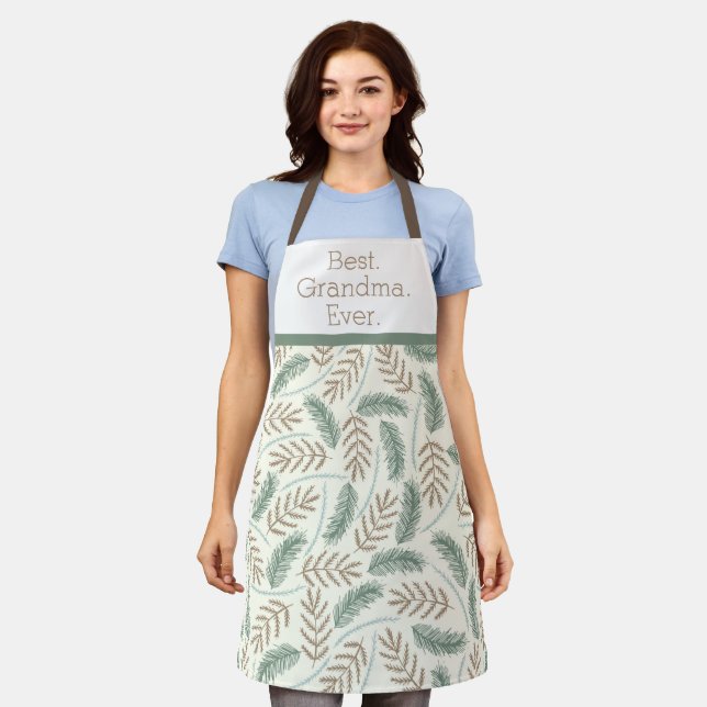 Best. Grandma. Ever. Neutral Winter Botanical Apron (Worn)