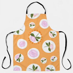 Best Grandma Ever Orange Pink Flower Pattern Apron