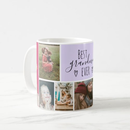 Best grandma ever pastel purple 8 photos grid coffee mug