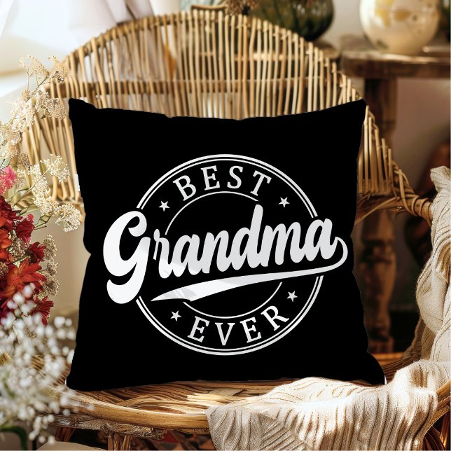 Best Grandma Ever Personalized Photo and Name Throw Pillow (Best Grandma Ever Black and White Photo Pillow Gift from Grandkids)
