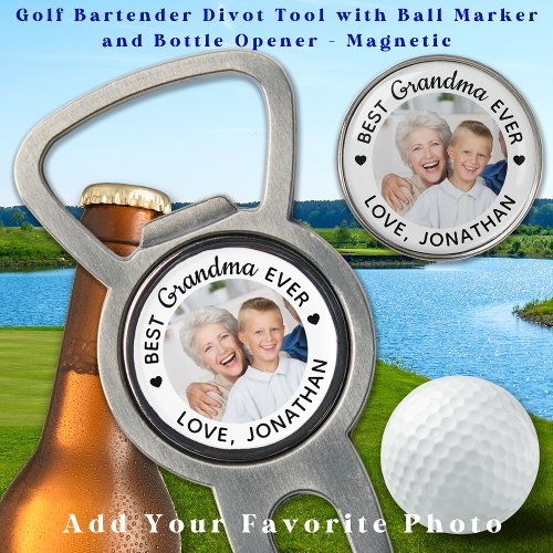 Best Grandma Ever Personalized Photo Golf Divot Tool