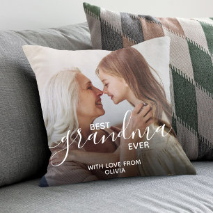 Best Grandma Ever Personalized Photo Throw Pillow