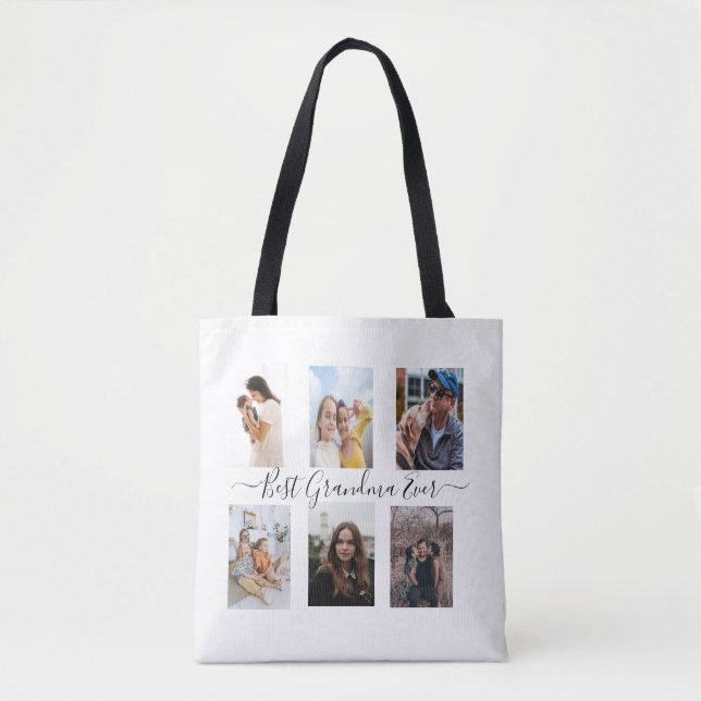 Best Grandma Ever Personalized Photo Tote Bag (Front)