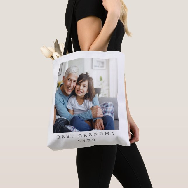 Best Grandma Ever Personalized Tote Bag (Close Up)