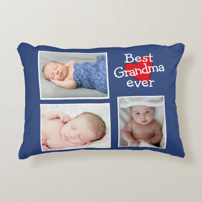 Best Grandma Ever Photo Collage Accent Pillow (Front)