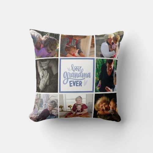 Best grandma ever photo collage cool font throw pillow