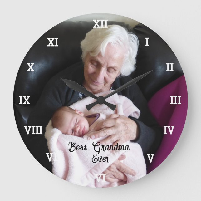 Best Grandma Ever Photo Collage Create Your Own  Large Clock (Front)