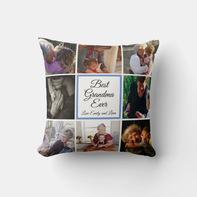 Best grandma ever photo collage custom text  throw pillow (Front)