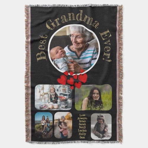 Best Grandma Ever Photo Collage Fleece Blanket