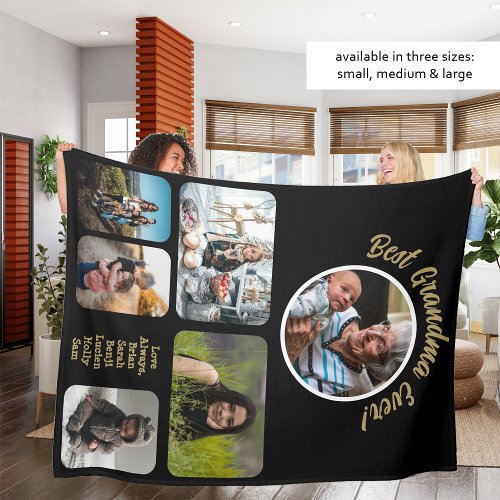 Best Grandma Ever Photo Collage Fleece Blanket