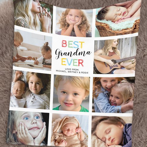 Best Grandma Ever Photo Collage Fleece Blanket