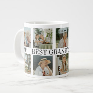 Best Grandma Ever Photo Collage – Gift with Hearts Giant Coffee Mug