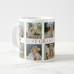 Best Grandma Ever Photo Collage – Gift with Hearts Giant Coffee Mug