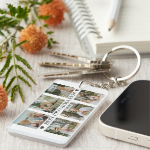 Best Grandma Ever Photo Collage – Gift with Hearts Keychain