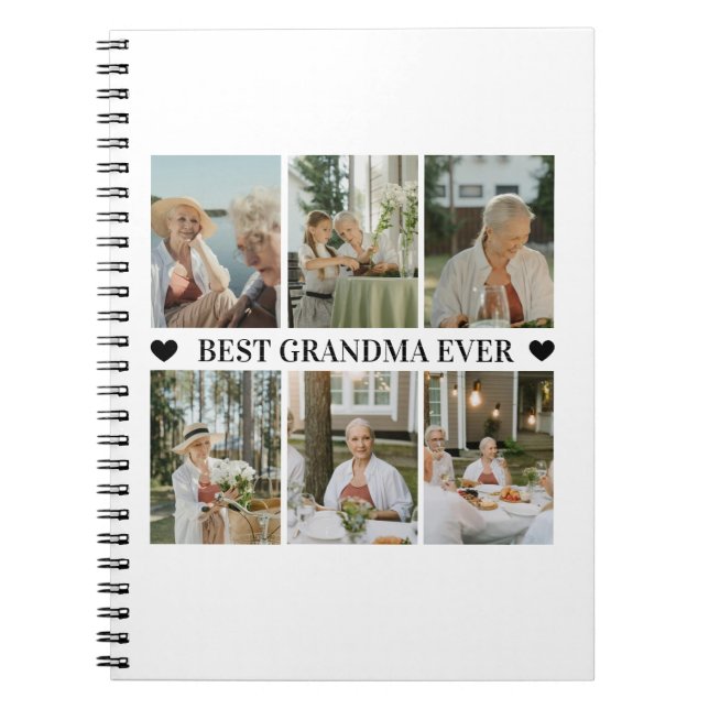 Best Grandma Ever Photo Collage – Gift with Hearts Notebook (Front)