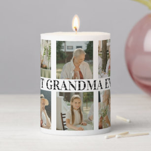 Best Grandma Ever Photo Collage – Gift with Hearts Pillar Candle