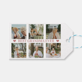 Best Grandma Ever Photo Collage – Gift with Hearts Tags