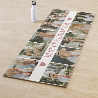 Best Grandma Ever Photo Collage – Gift with Hearts Yoga Mat