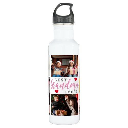 Best Grandma Ever Photo Collage Stainless Steel Water Bottle