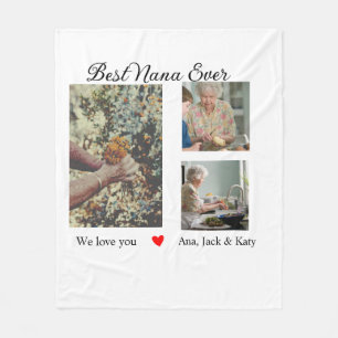Best Grandma ever photo collage we love you name Fleece Blanket