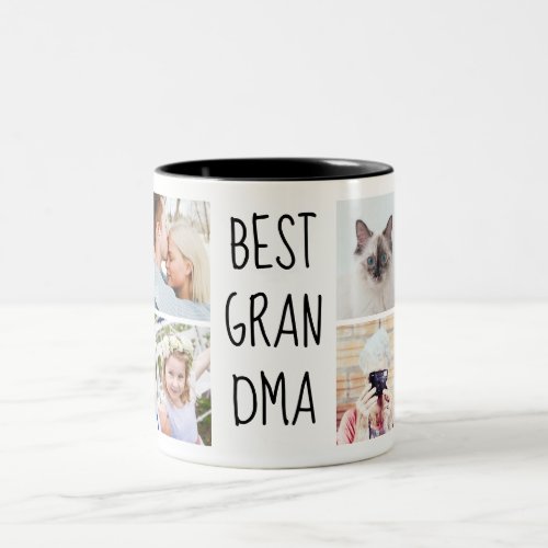 Best Grandma Ever  Photo Grid Handwritten Text Two_Tone Coffee Mug