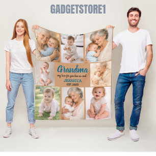 Best Grandma Ever Photo   Personalized Grandparent Fleece Blanket