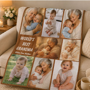 Best Grandma Ever Photo Personalized Grandparent Fleece Blanket