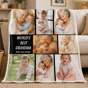 Best Grandma Ever Photo Personalized Grandparent Fleece Blanket