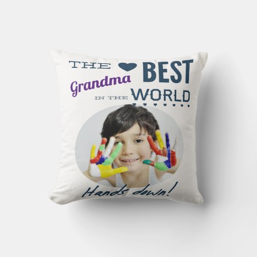 Best Grandma Ever Photo Throw Pillow