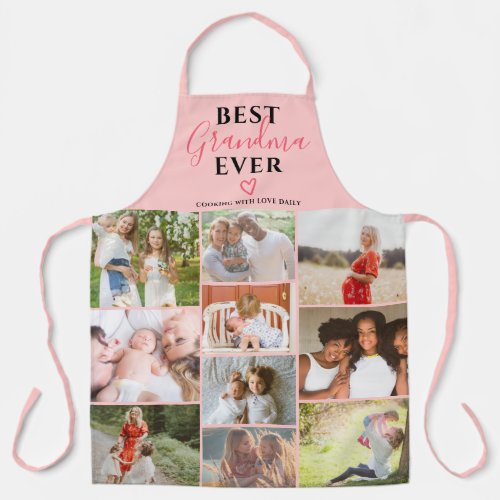 Best grandma ever pink 10 photo collage grid apron