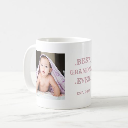 Best Grandma Ever Pink Birthday Two Photo Coffee Mug