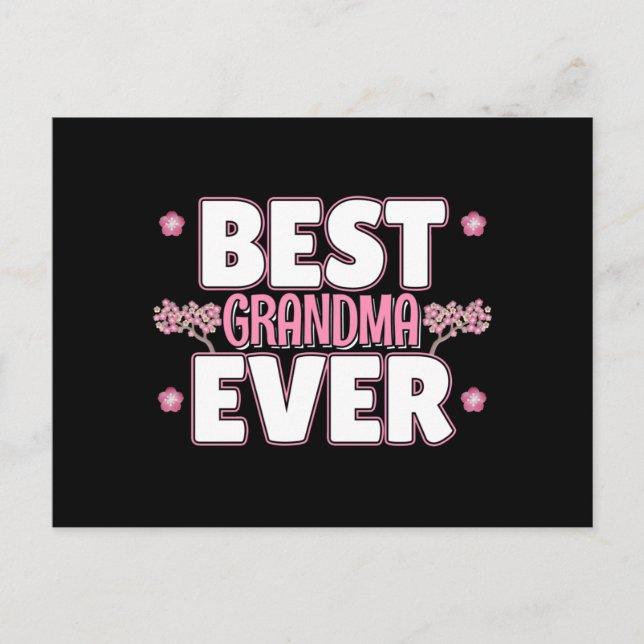 Best Grandma Ever - Pink Cherry Blossoms Postcard (Front)