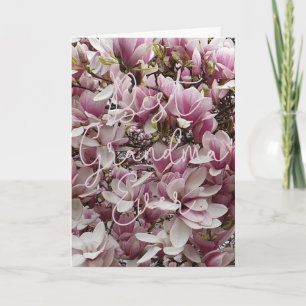Best Grandma Ever Pink Magnolia Flowers Floral Card