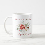 Best Grandma Ever Poinsettia Floral Christmas Coffee Mug<br><div class="desc">Celebrate the special women in your life with our Elegant Boho Christmas Mug. Whether it's for Grandma, Mom, a sister, or any cherished woman, this exquisite mug embodies the essence of beauty and sentiment. Set against a winter white background with rich burgundy accents, this mug features a captivating bouquet of...</div>