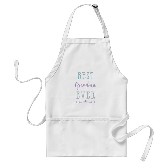 Best Grandma Ever Purple Teal Custom Photo Adult Apron (Front)