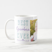 Best Grandma Ever Purple Teal Custom Photo Coffee Mug