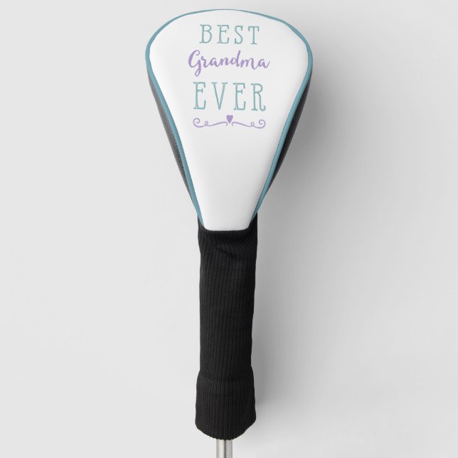 Best Grandma Ever Purple Teal Golf Head Cover (Front)