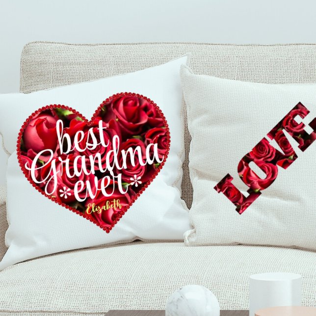 Best Grandma Ever Red Heart Keepsake Mothers Day Throw Pillow (Creator Uploaded)