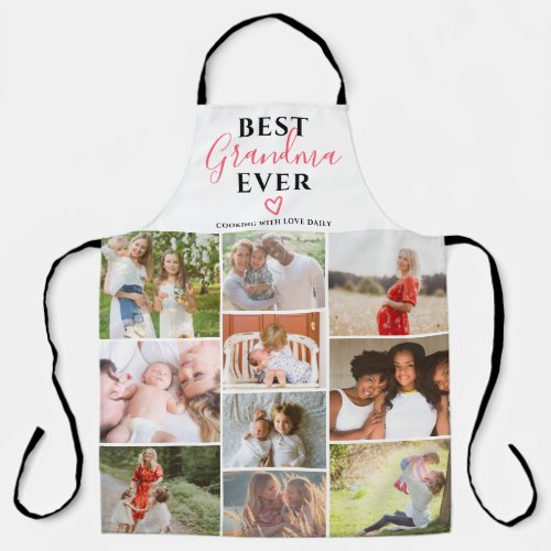 Best grandma ever script 10 photo collage grid apron