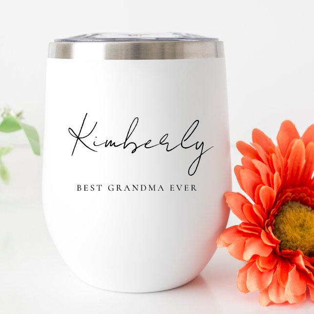Best Grandma Ever Script Monogram Thermal Wine Tumbler (Creator Uploaded)